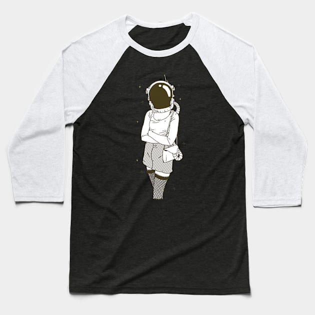 The Woman In Space Baseball T-Shirt by ControllerGeek